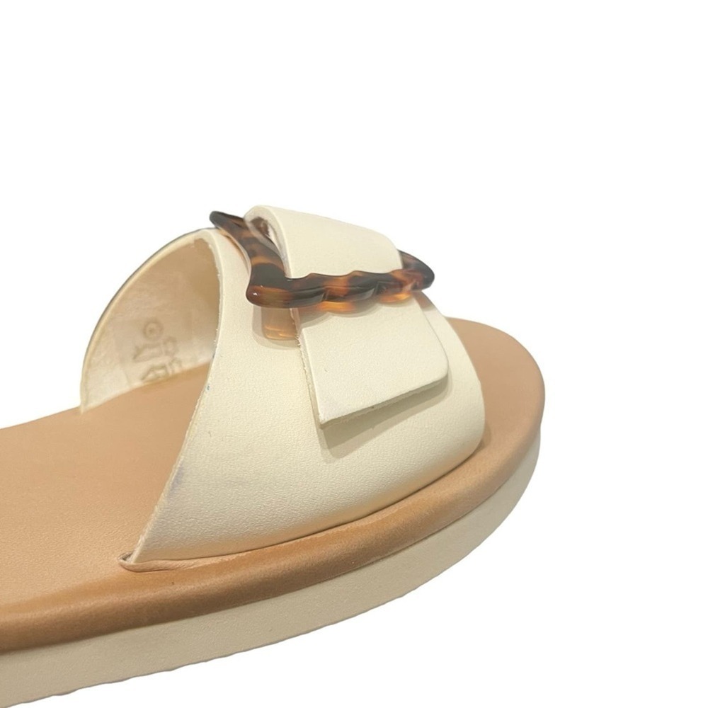 Ancient Greek Sandals Cream Slide Sandals with Tortoiseshell Buckle - Picture 8 of 8